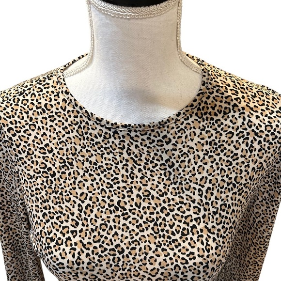 Banana Republic Belted Long Sleeve Fit & Flare Dress Women’s SZ PS in Leopard - Picture 2 of 8